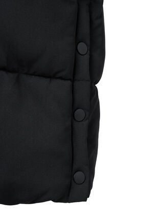 Dluga kurtka puchowa z kieszeniami i kapturem, Black, Packshot image number 3