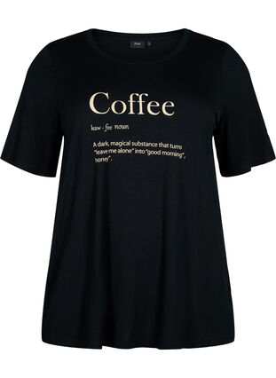 Koszulka do spania z wiskozy z krótkim rekawem, Black Coffee, Packshot image number 0