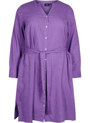 Sukienka koszulowa z dlugimi rekawami, Deep Lavender, Packshot image number 0