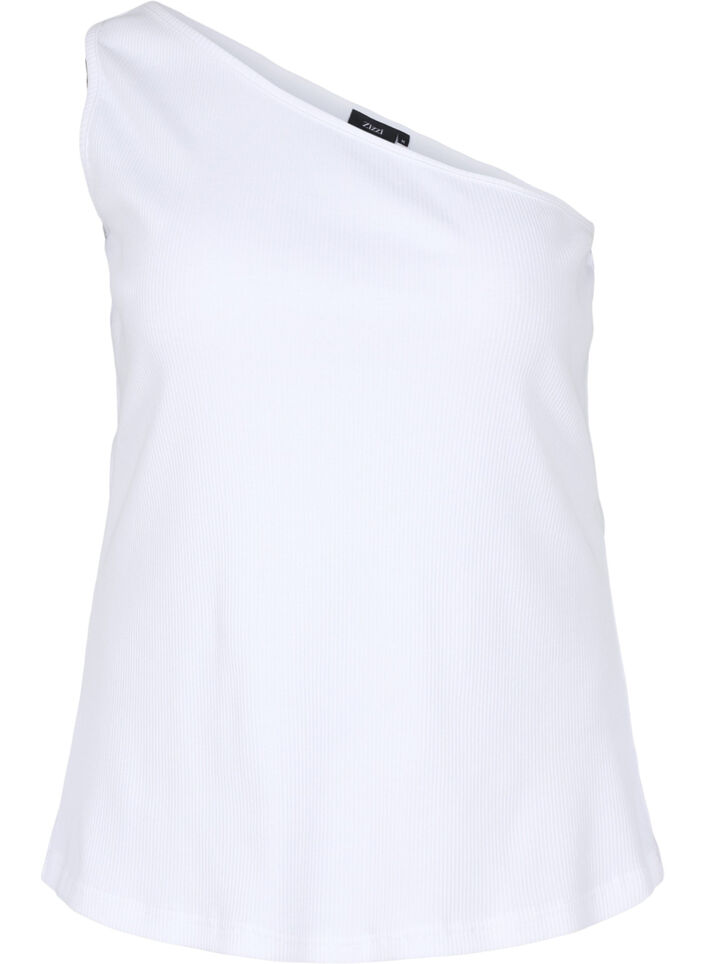 Bawelniany top na jedno ramie, Bright White, Packshot image number 0
