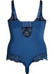 Koronkowe body z fiszbinami i ozdobnymi paseczkami, Niebieskie, Packshot image number 1