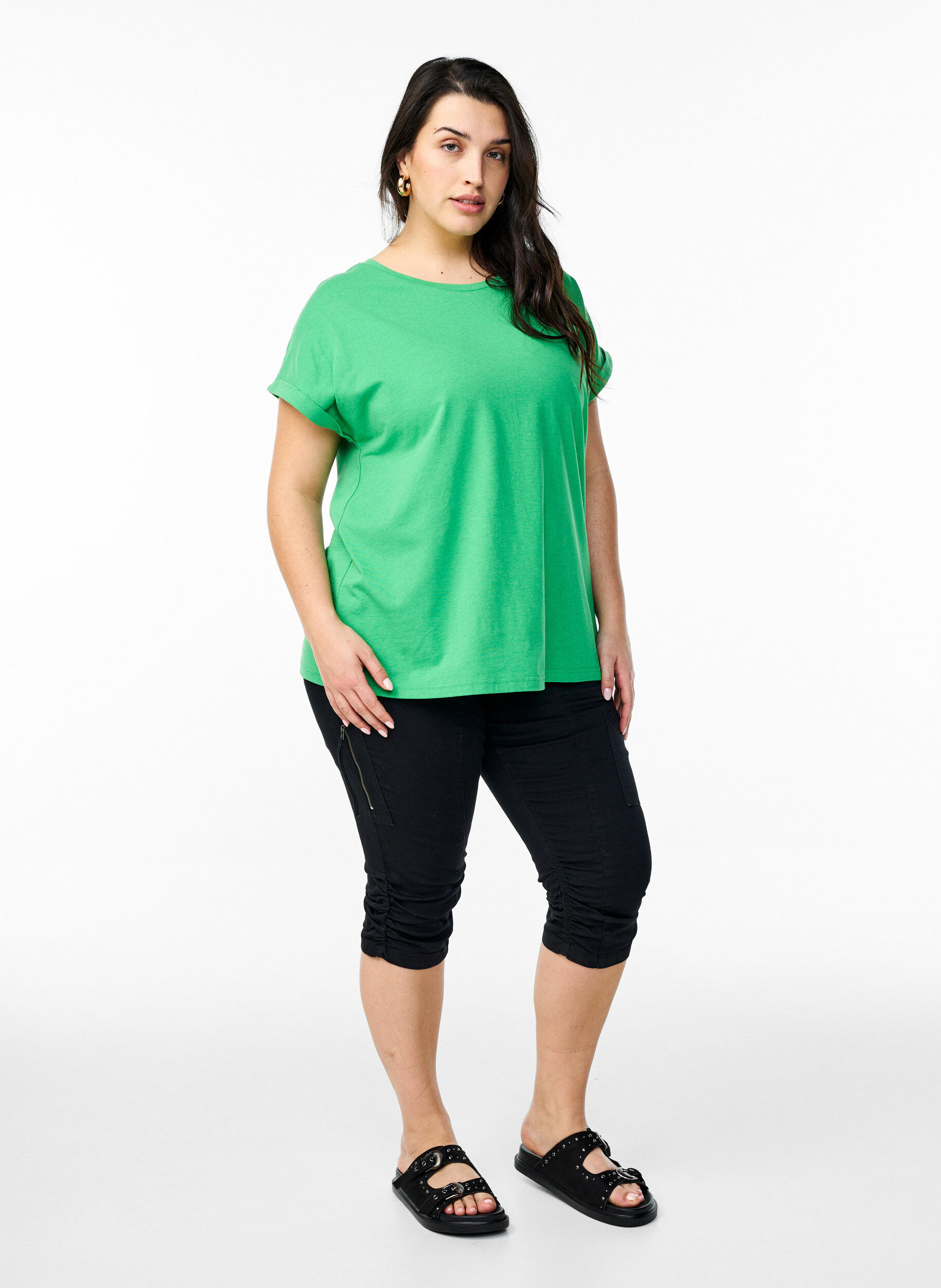 ZizziT-shirt z kr&oacute;tkim rekawem z mieszanki bawelny, Zielony, Model image number 1