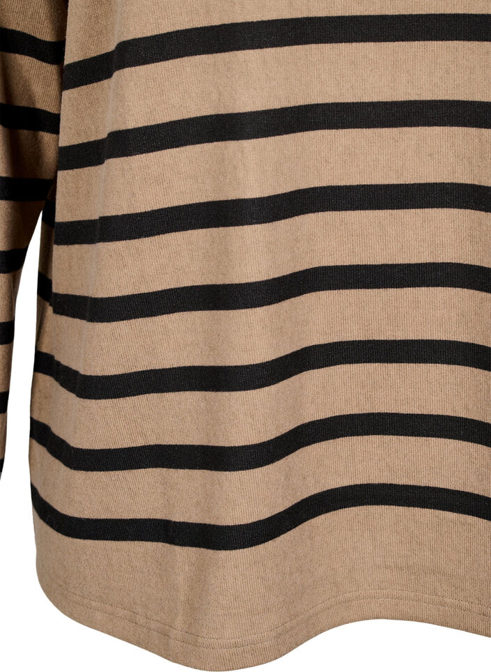 Bluzka z wysokim dekoltem i dlugimi rekawami, Beżowy, Packshot image number 3