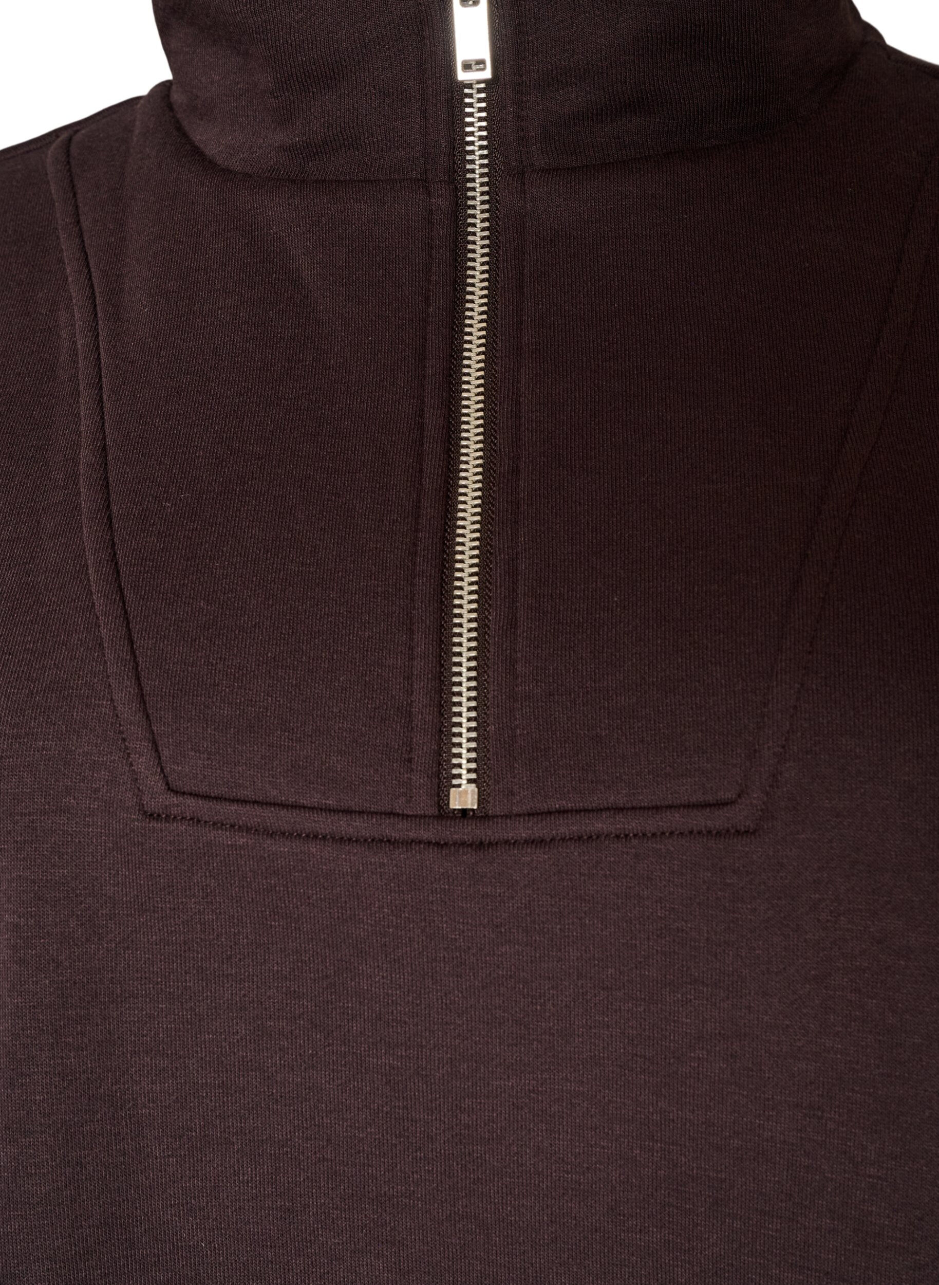 ZizziBluza z wysokim kolnierzem i zamkiem, Brązowy, Packshot image number 2