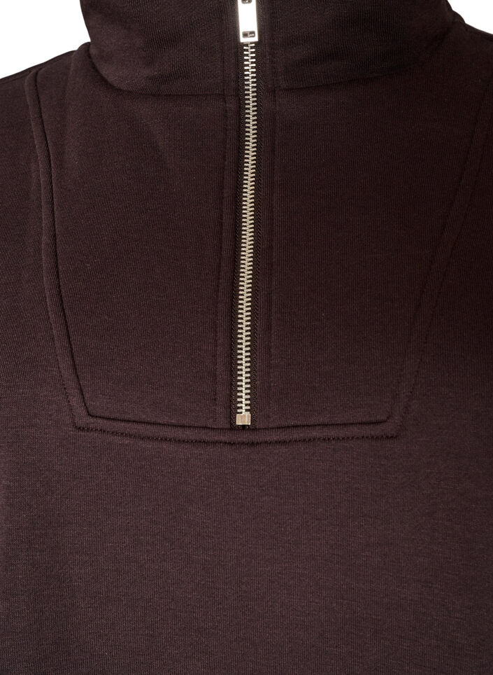 Bluza z wysokim kolnierzem i zamkiem, Brązowy, Packshot image number 2
