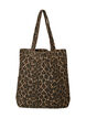 Denimowa torba shopper w panterke, Brązowy, Packshot image number 0