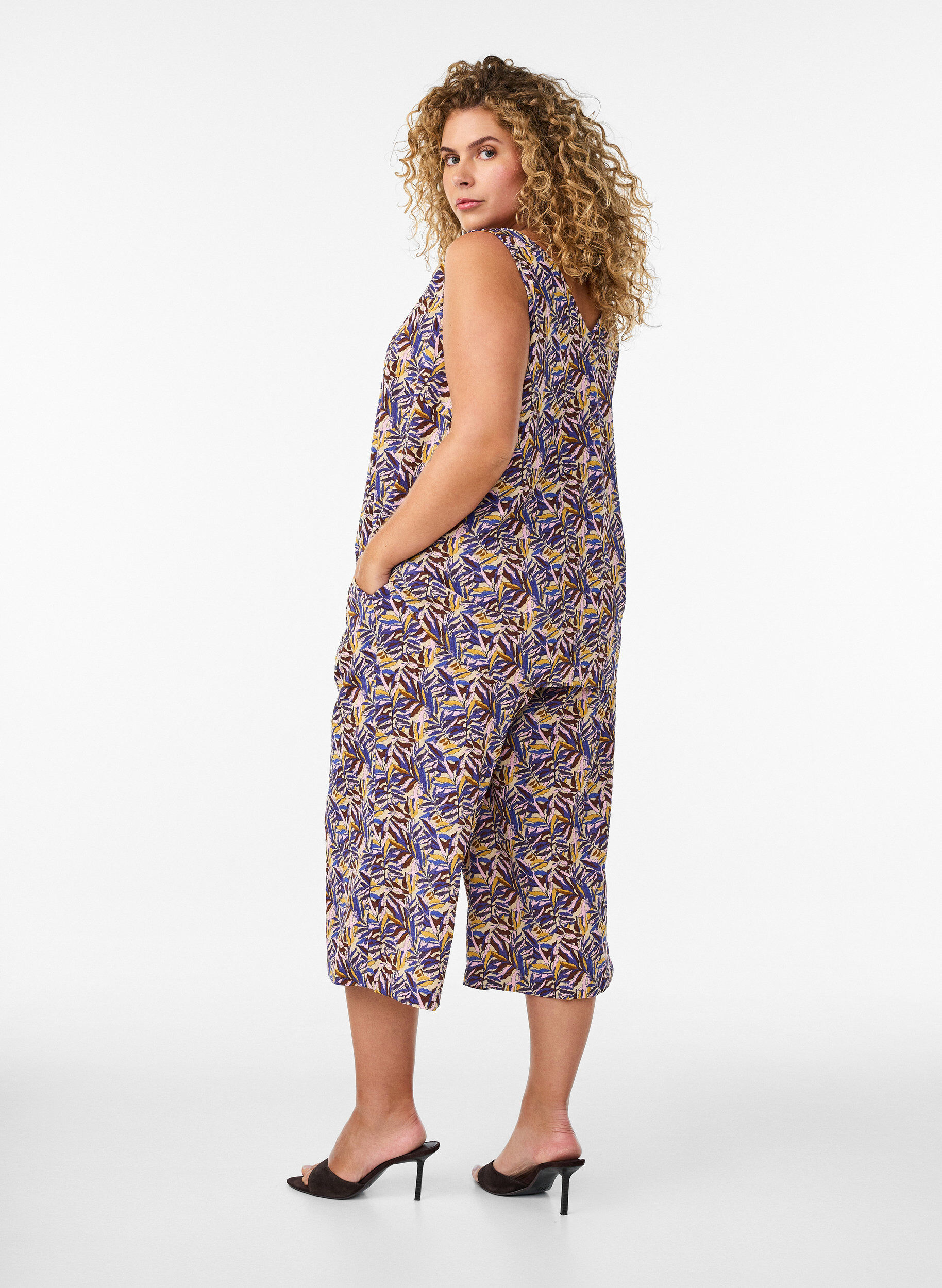 ZizziSpodnie culotte z nadrukiem, Beżowy, Model image number 1