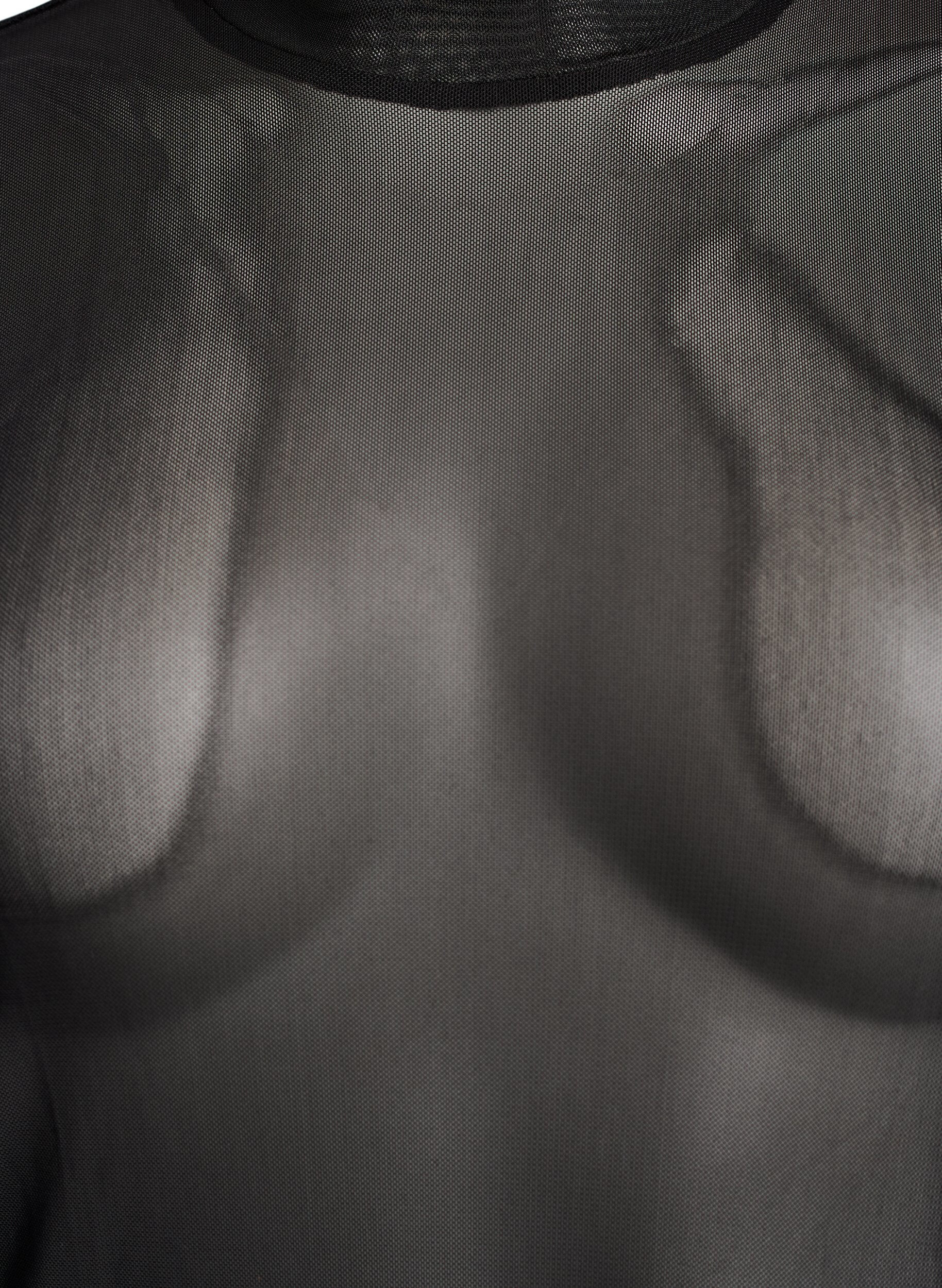 Zizzi Dopasowana bluzka z siateczki z dlugimi rekawami, Czarne, Packshot image number 2