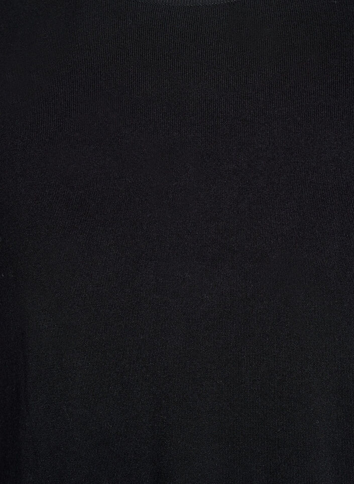 Dzianinowa sukienka na kolana z krótkim rekawem, Czarne, Packshot image number 2