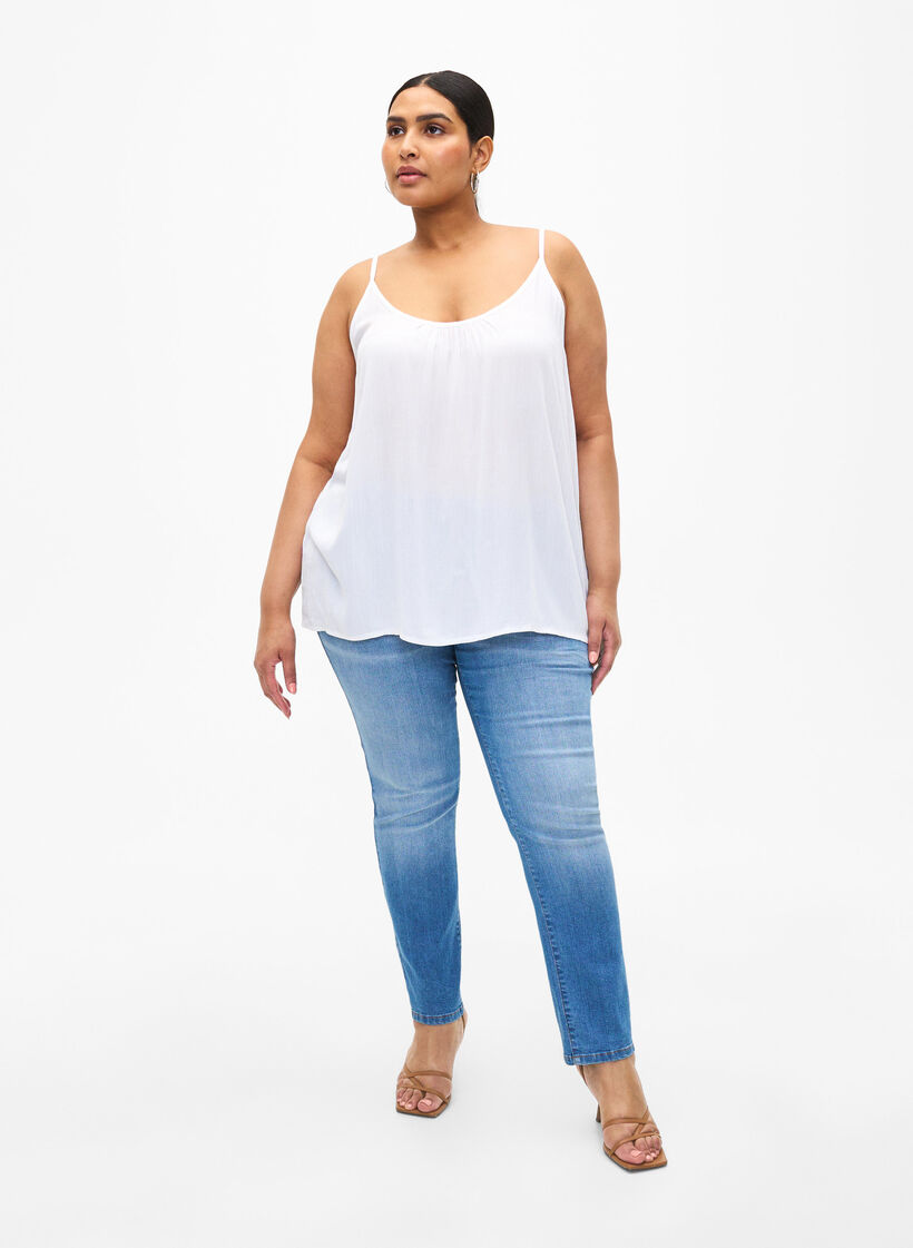 Top na ramiaczkach z wiskozy, Biały, Model image number 1