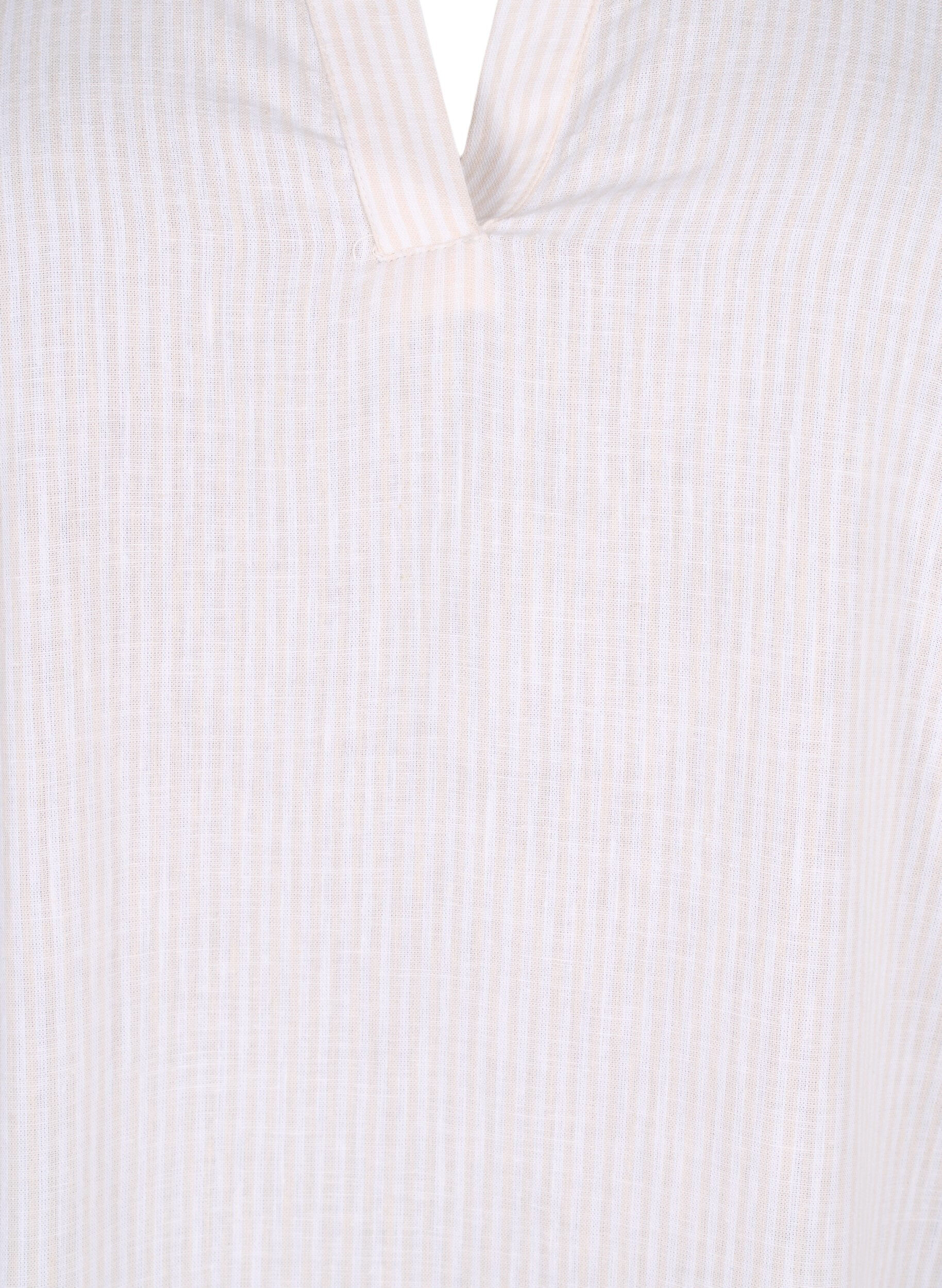 Zizzi Sukienka w paski wykonana z bawelny i lnu, Sandshell Wh. Stripe, Packshot image number 2