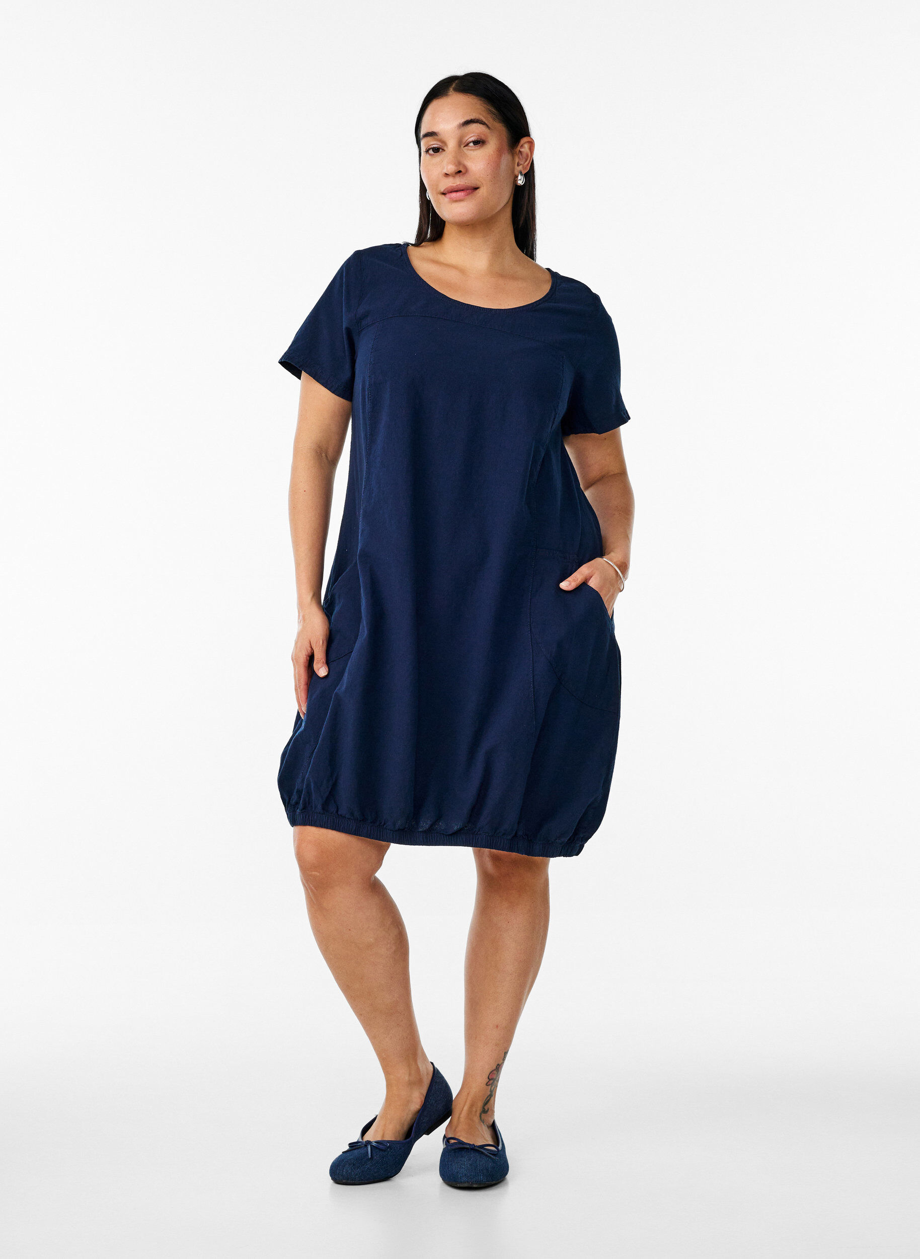 ZizziBawelniana sukienka z kr&oacute;tkim rekawem, Niebieskie, Model image number 1