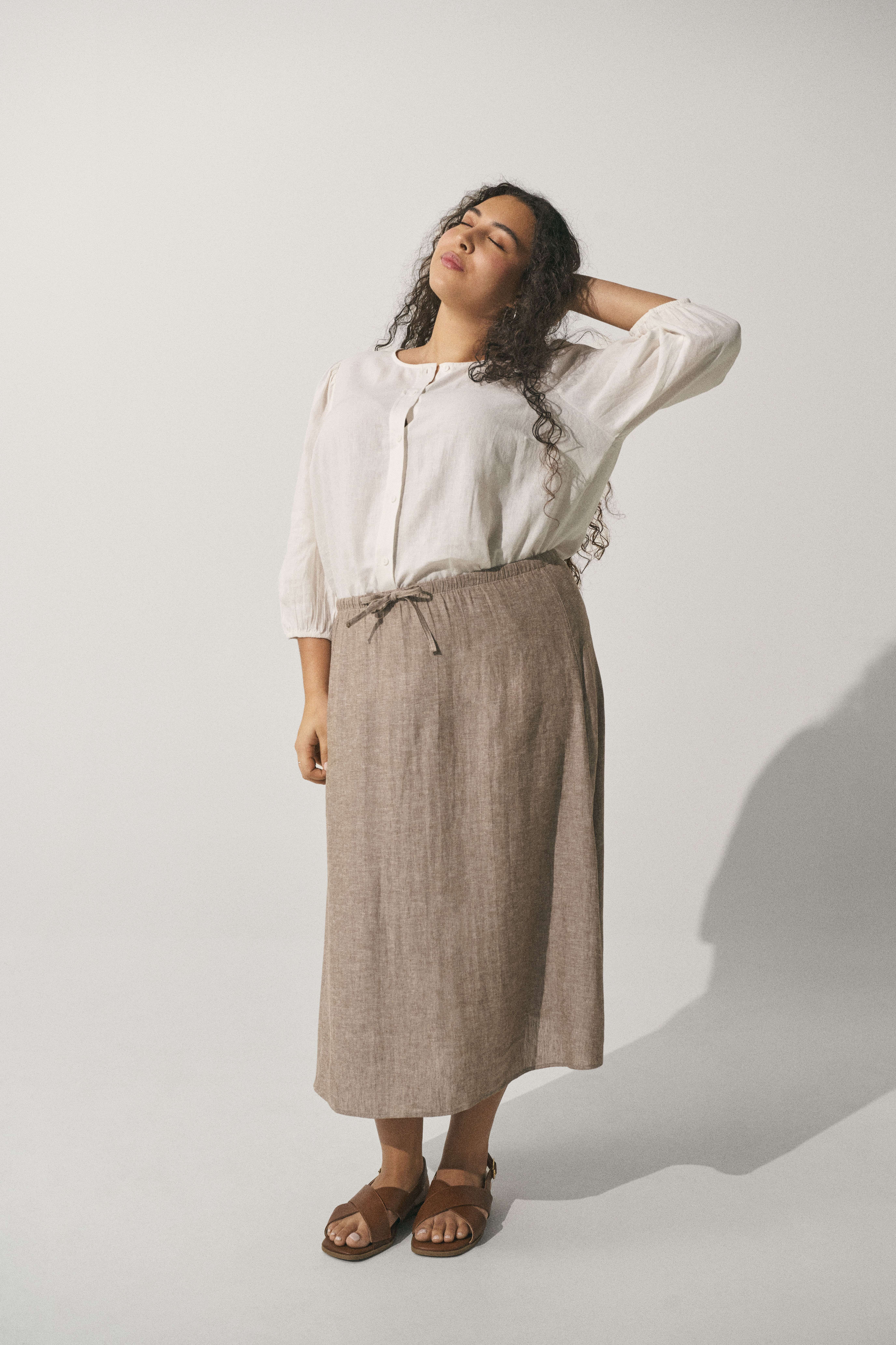 Zizzi Linen outfit with skirt, , Model