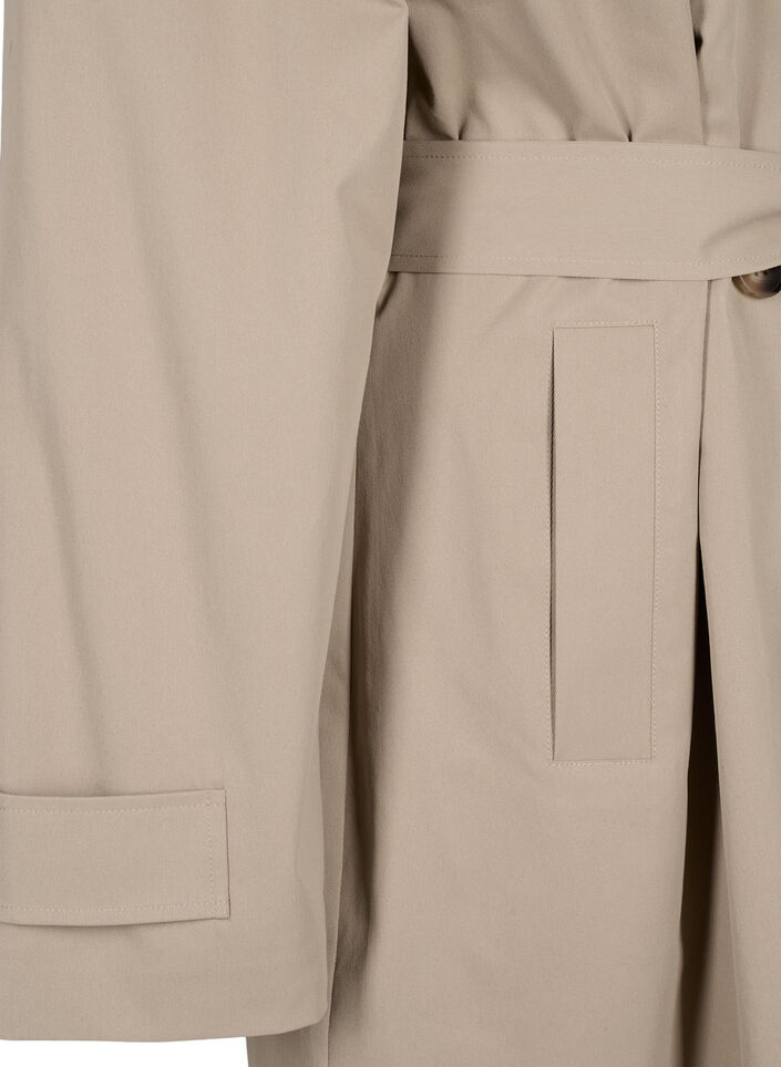 Klasyczny dlugi trencz z paskiem, Chinchilla, Packshot image number 3