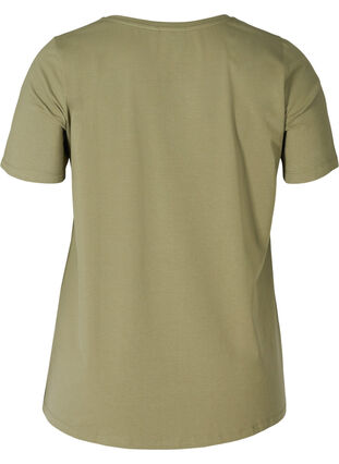 Koszulka typu basic z dekoltem w serek, Deep Lichen Green, Packshot image number 1