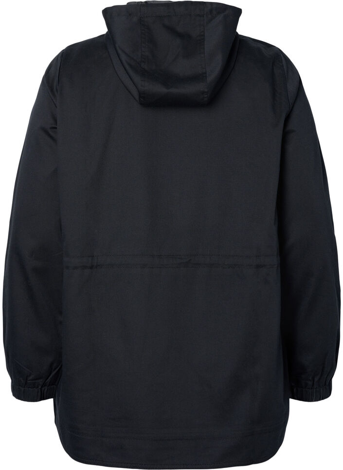 Kurtka anorak z kapturem i kieszenia, Black, Packshot image number 1