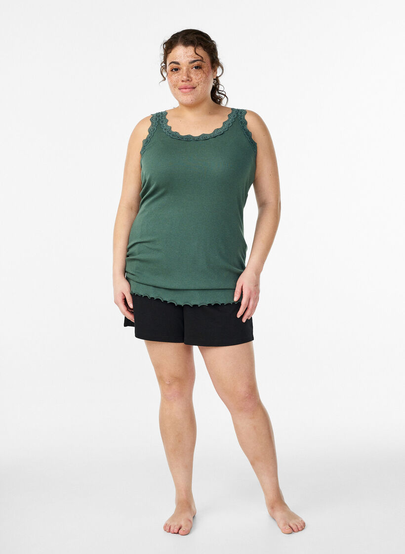 Top z koronkowym wykonczeniem, Zielony, Model image number 1