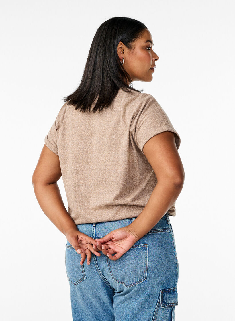 Melanzowa koszulka z krótkim rekawem, Brązowy, Model image number 2