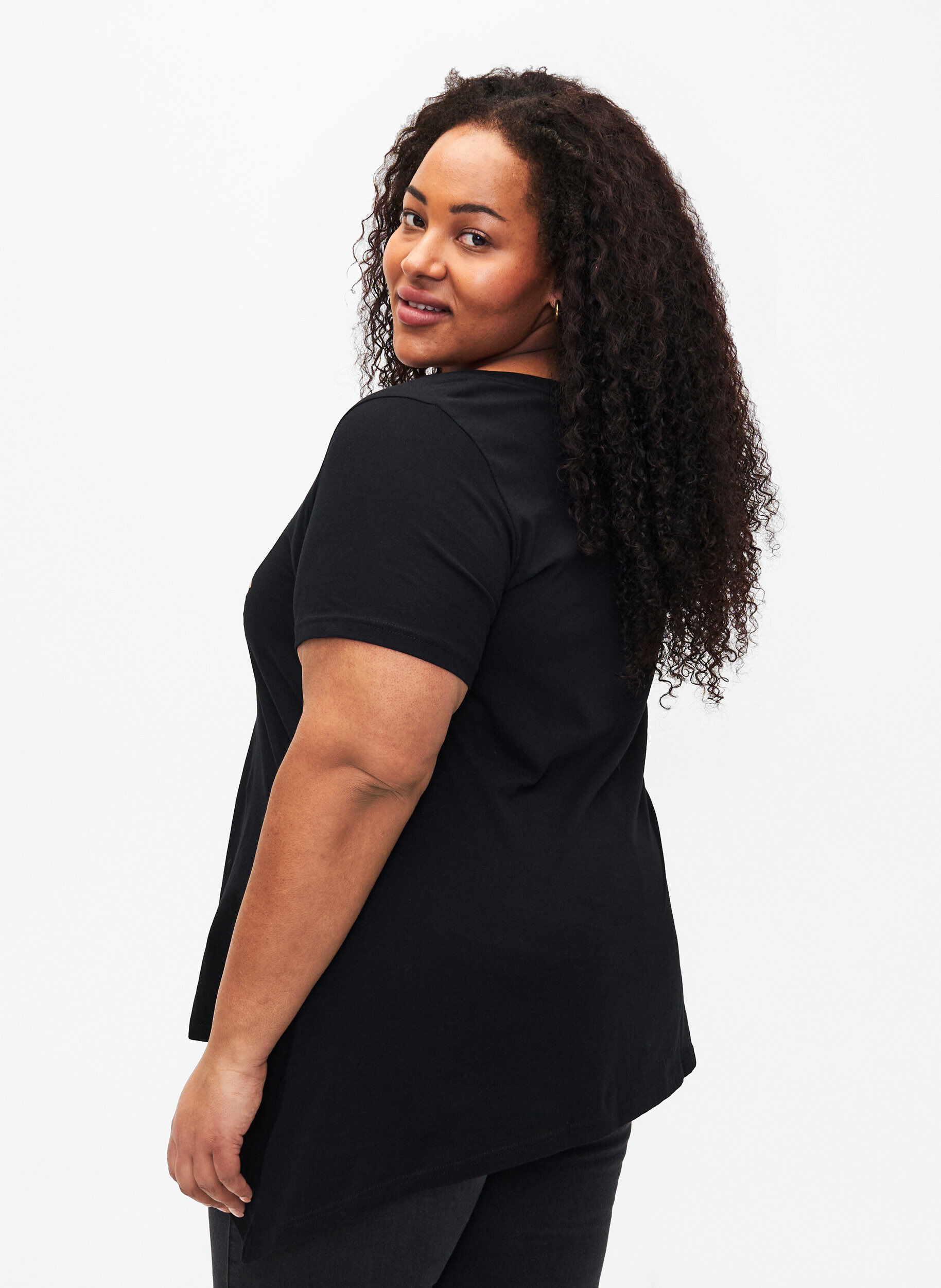 Zizzi Bawelniana koszulka z kr&oacute;tkim rekawem, Black W. Sun, Model image number 1