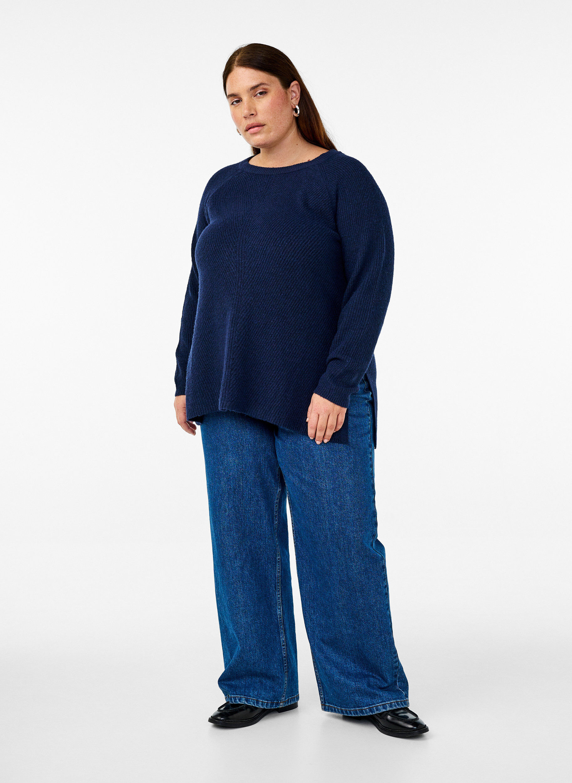 Zizzi Dzianinowa bluzka z okraglym dekoltem, Naval Academy Mel., Model image number 2