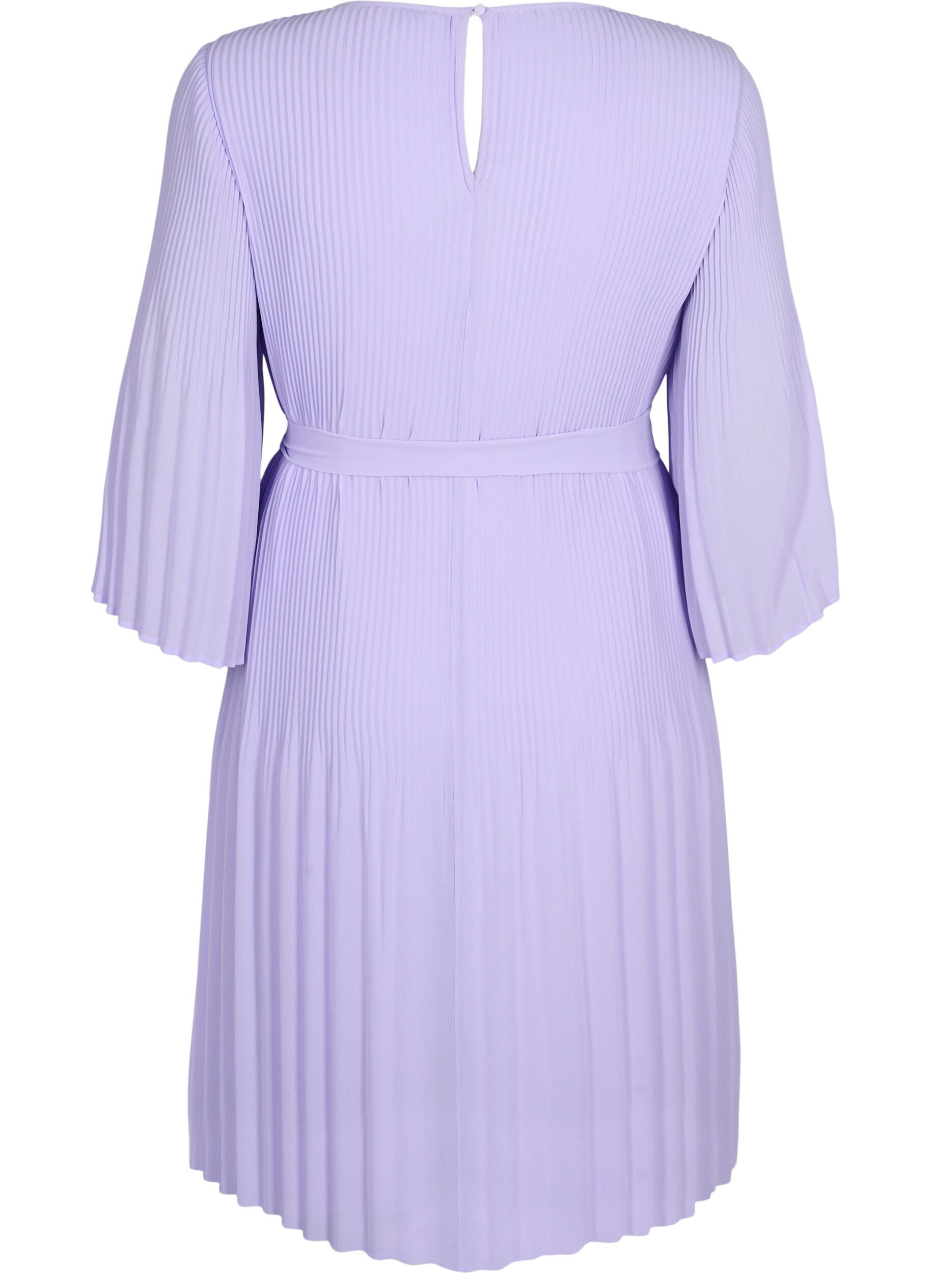 Zizzi Pleated dress with 3/4 sleeves, Lavender, Packshot image number 1