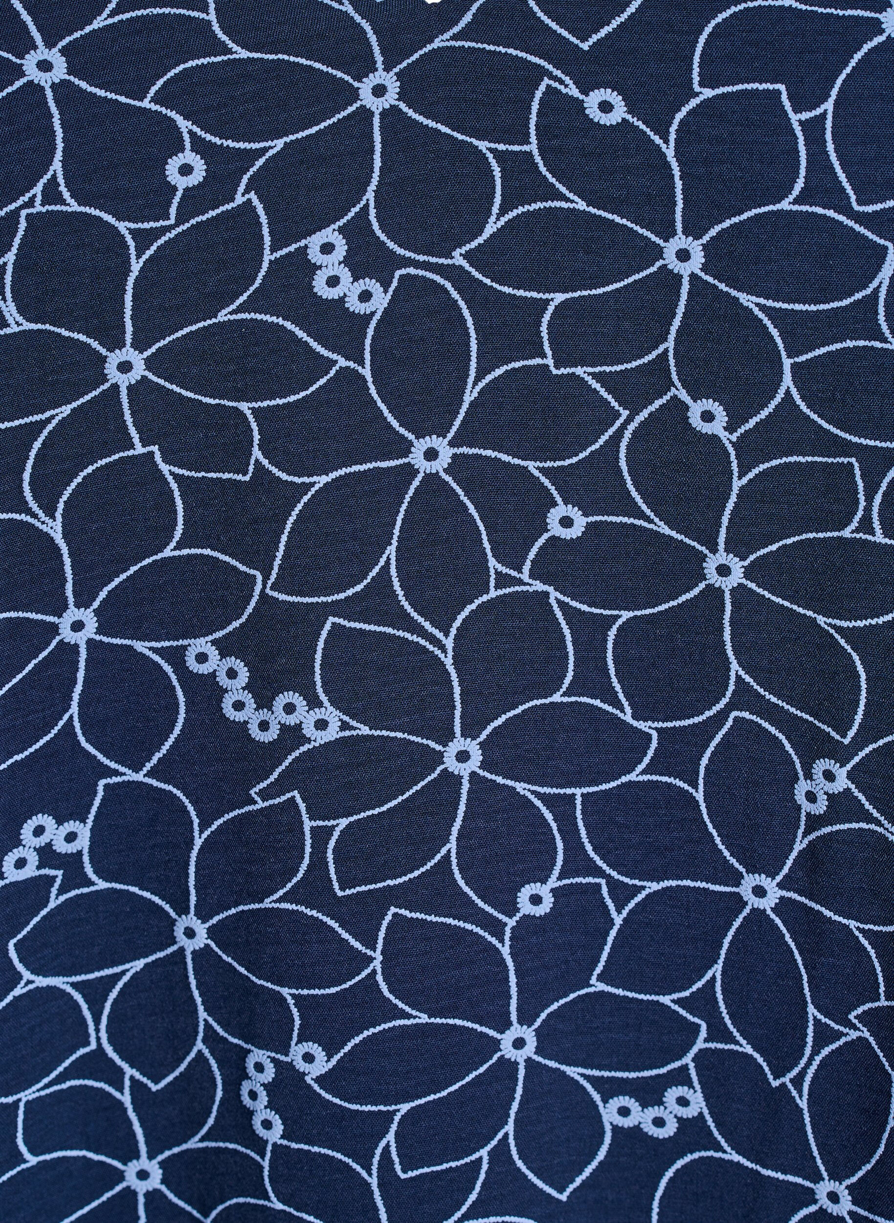 Zizzi Tunika z haftowanym kwiatowym wzorem i rekawami 3/4, Niebieskie, Packshot image number 2