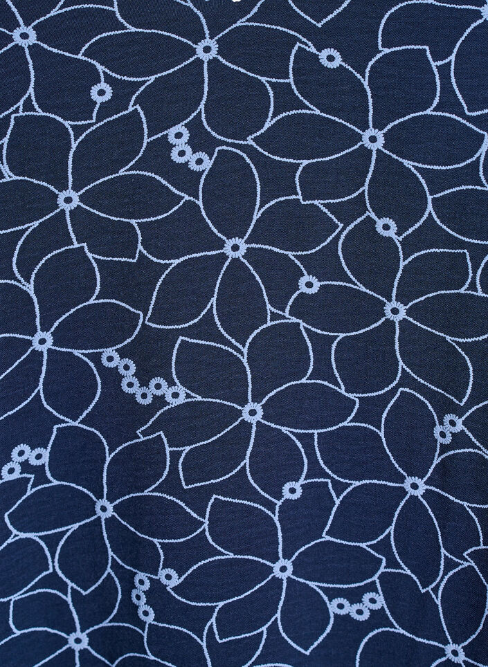 Tunika z haftowanym kwiatowym wzorem i rekawami 3/4, Niebieskie, Packshot image number 2