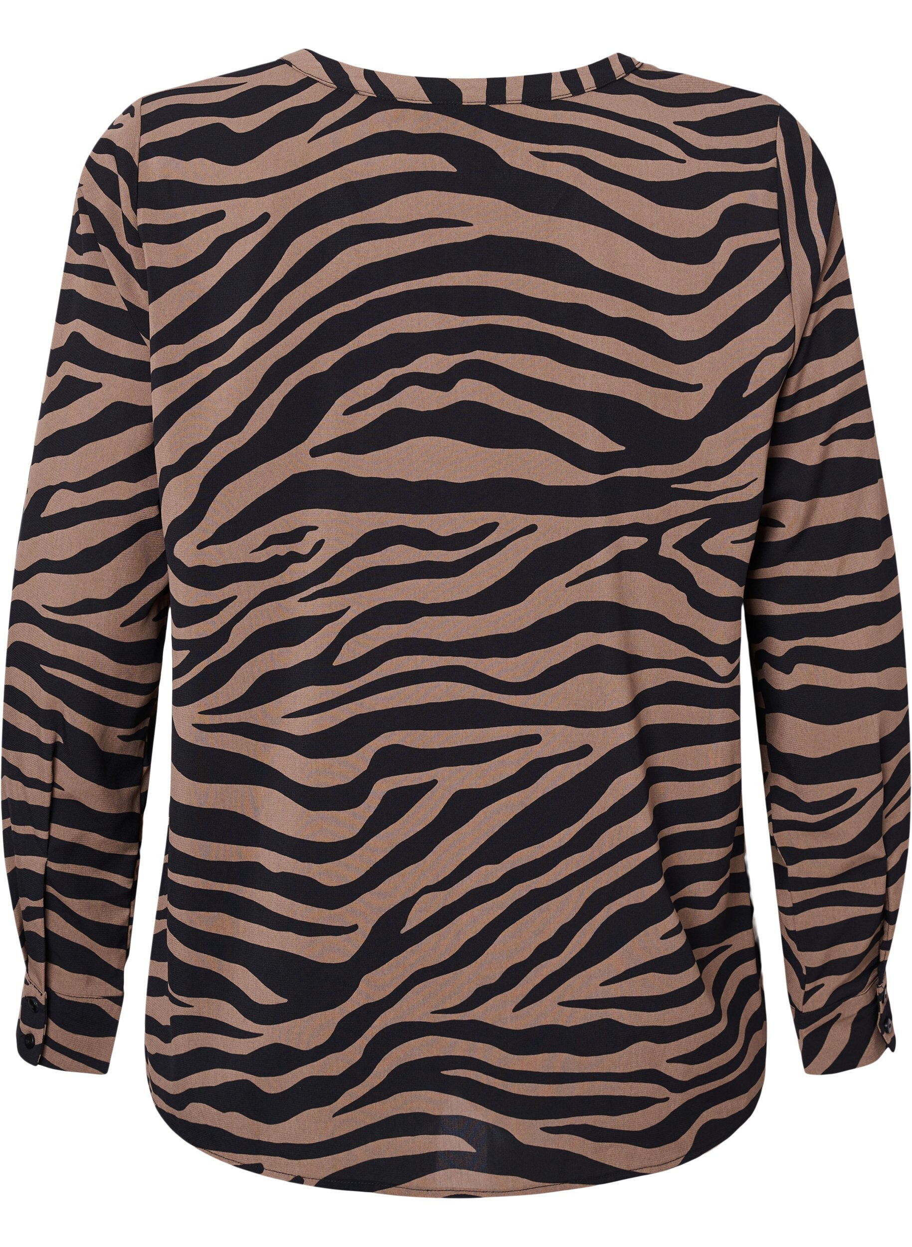 Zizzi Koszula z dekoltem w szpic i nadrukiem zebry, Black/Brown Zebra, Packshot image number 1
