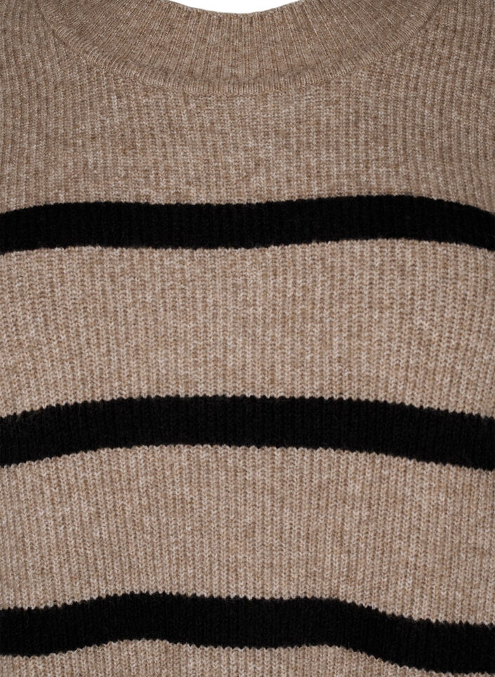 Dzianinowa sukienka z dlugimi rekawami w paski, Desert Taupe Comb, Packshot image number 2