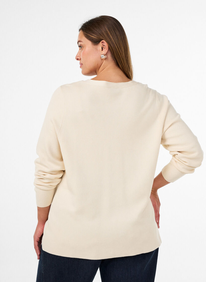 Kardigan z cienkiej dzianiny z ozdobnymi guzikami, Biały, Model image number 2