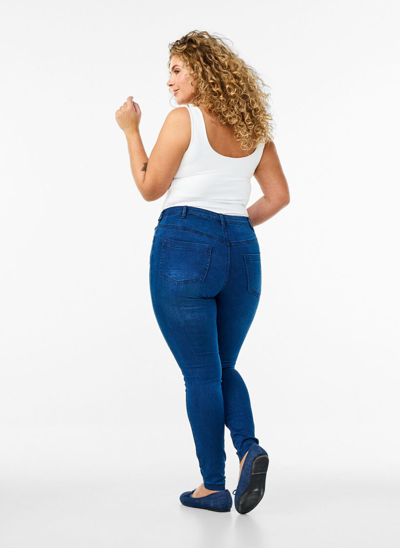 Super waskie jeansy Amy z wysokim stanem, Blue Denim, Model image number 1