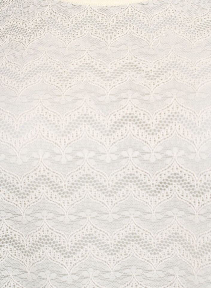 Koronkowa bluzka z krótkimi rekawami i falistym dolem, Biały, Packshot image number 2