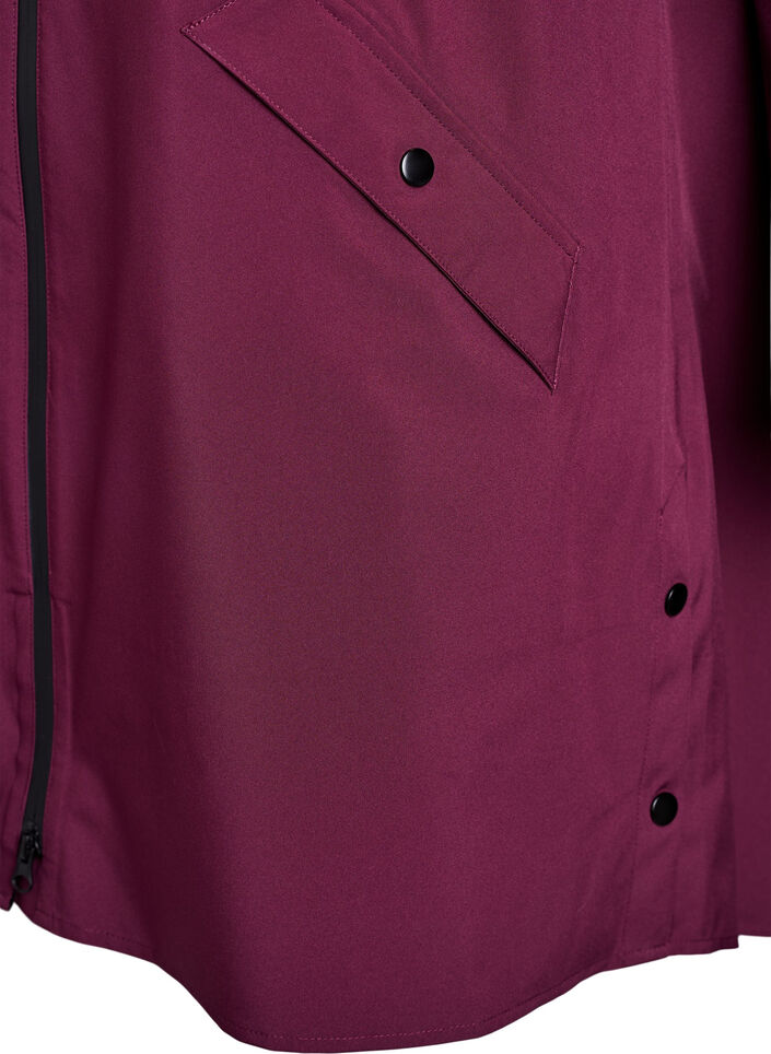 Kurtka przeciwdeszczowa z kieszeniami i kapturem, Ciemnobordowy, Packshot image number 3
