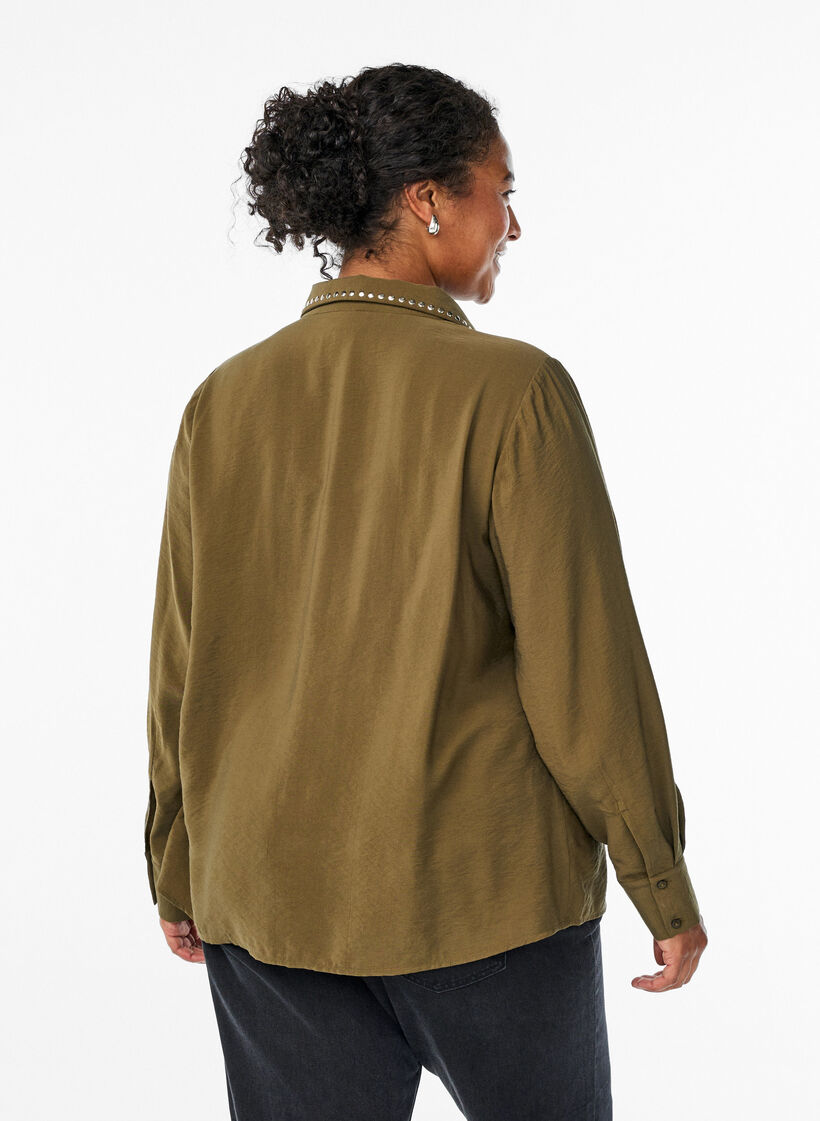 Koszula z cwiekami, Zielony, Model