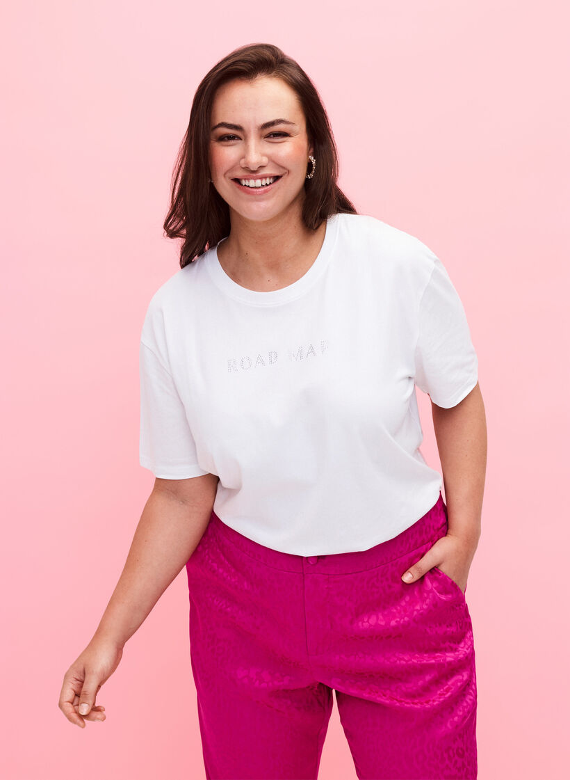 T-shirt z bawelny organicznej, White, Model image number 0