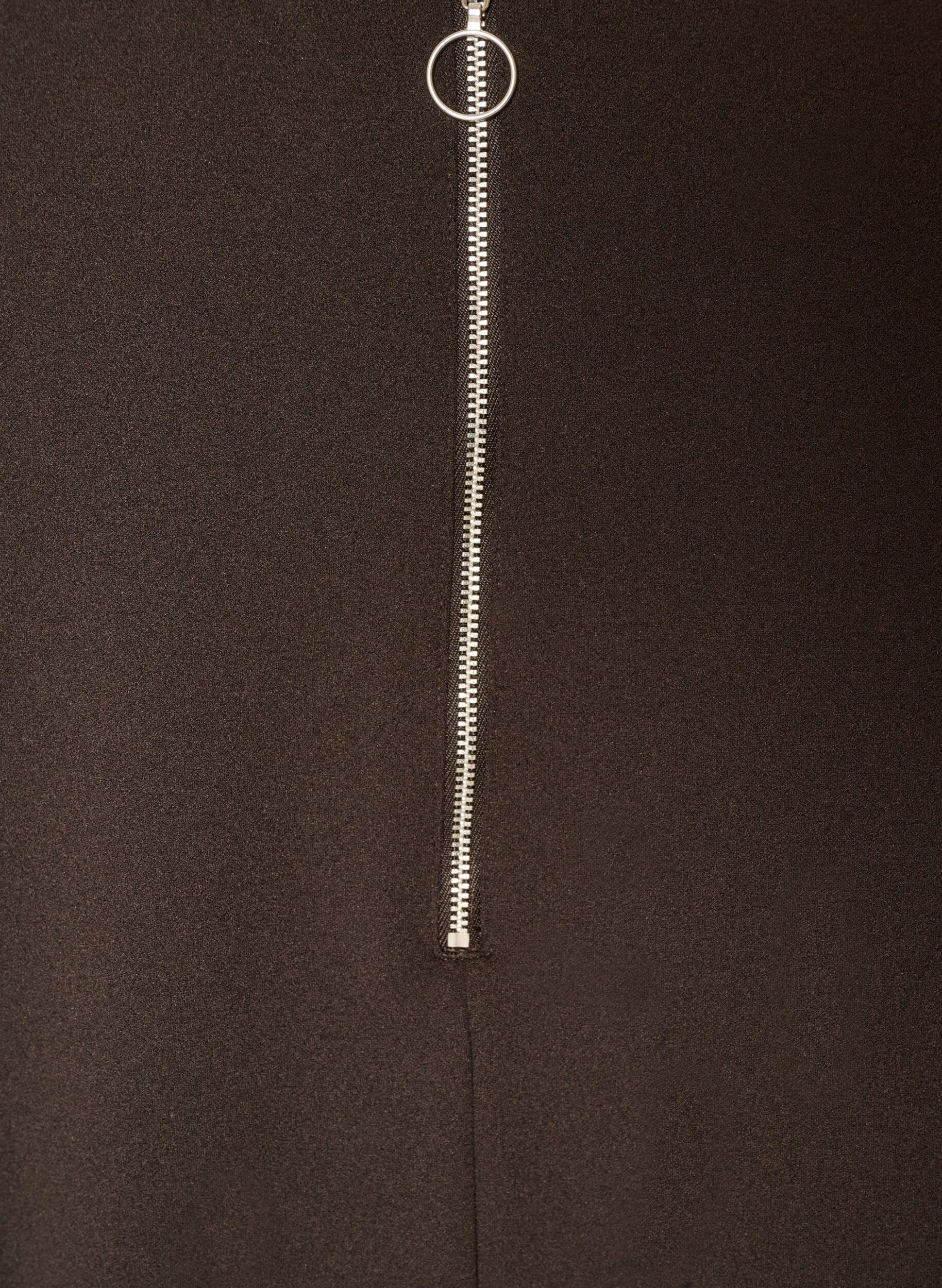 ZizziShort dress with an A-line shape and 3/4 sleeves, Brown, Packshot image number 3