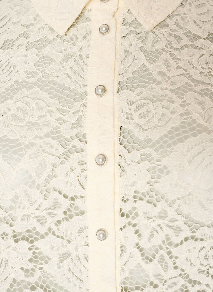 Koronkowa koszula z perlowymi guzikami, Biały, Packshot image number 2