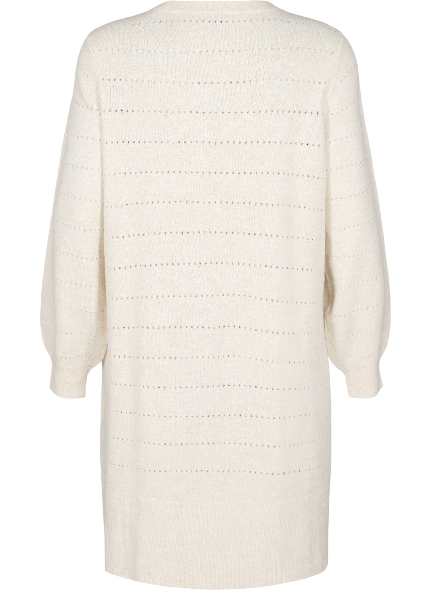 Zizzi Dzianinowa sukienka z rozcieciami i koronkowym wzorem, Birch Mel., Packshot image number 1