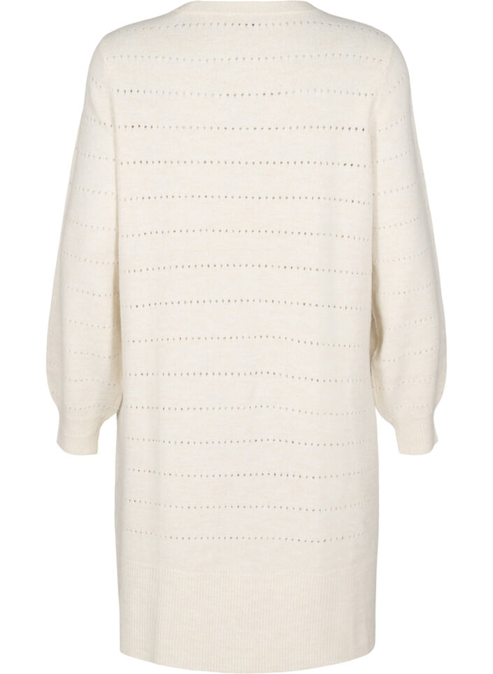 Dzianinowa sukienka z rozcieciami i koronkowym wzorem, Birch Mel., Packshot image number 1