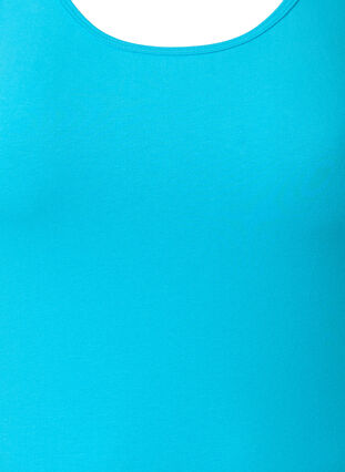 Podstawowy top bawelniany w jednolitym kolorze, Blue Atoll, Packshot image number 2