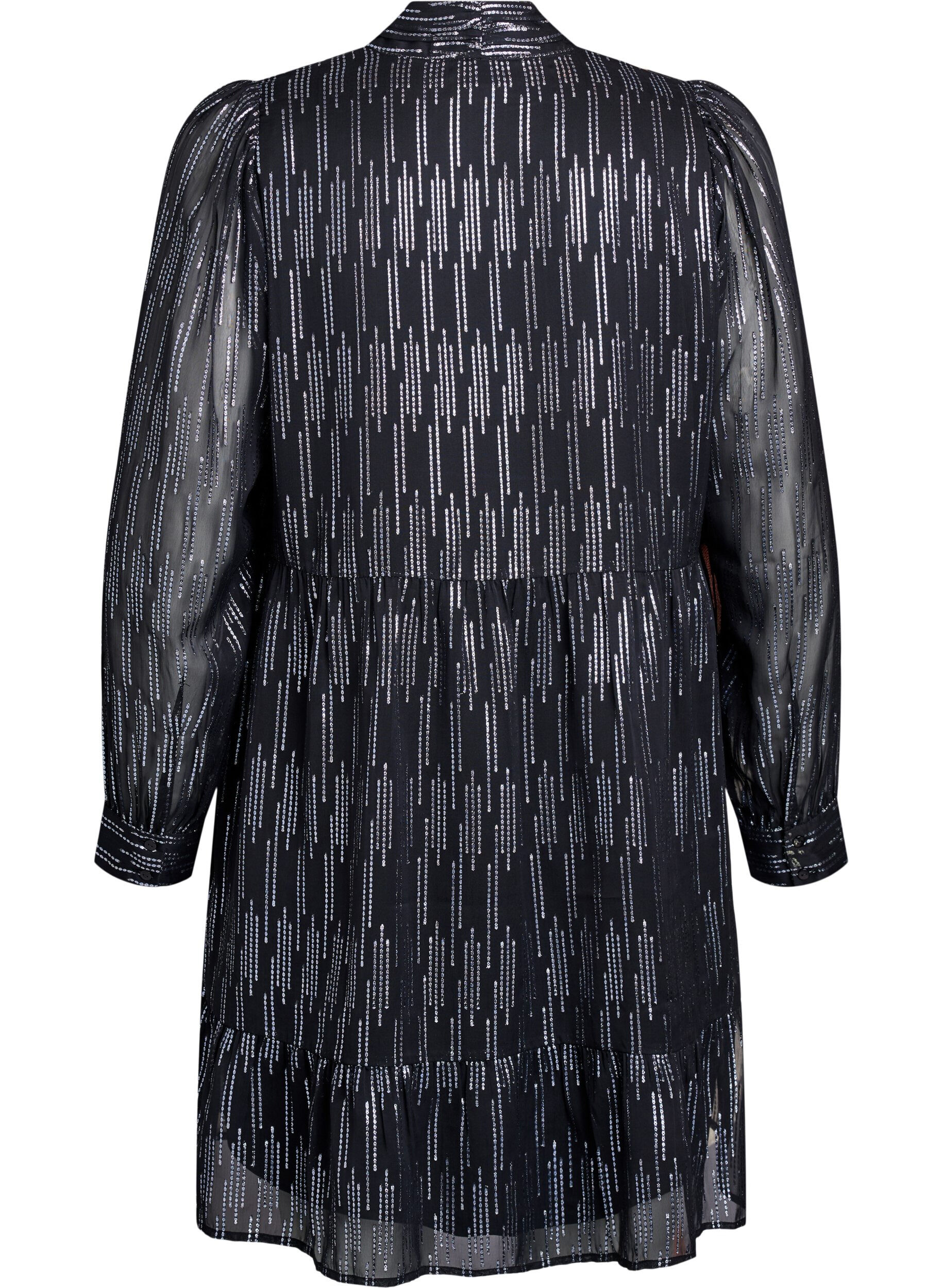 Zizzi Kr&oacute;tka sukienka na impreze z brokatowym wzorem, Czarne, Packshot image number 1