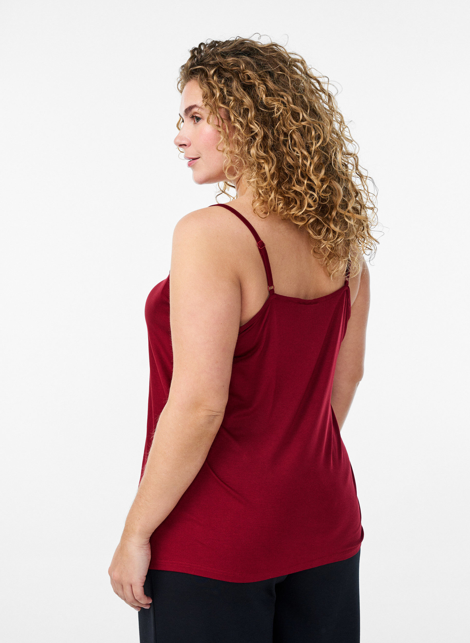 Zizzi Top z koronkowym detalem i ramiaczkami typu spaghetti, Brązowy, Model image number 2