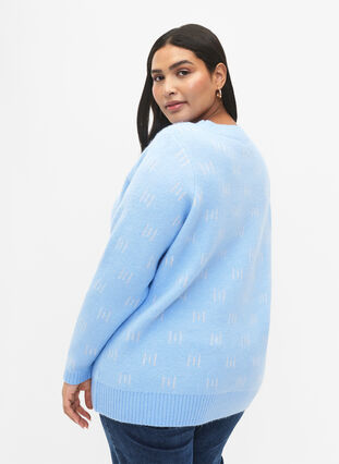 Wzorzysty sweterek, Blue Bell/Birch, Model image number 1