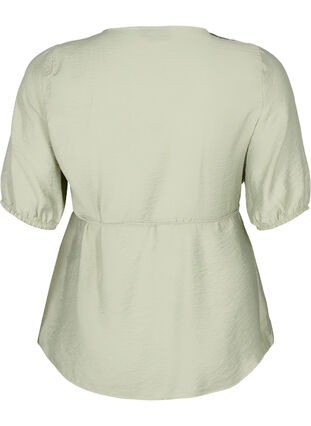 Kopertowa bluzka z wiskozy z rekawami 1/2, Seagrass , Packshot image number 1