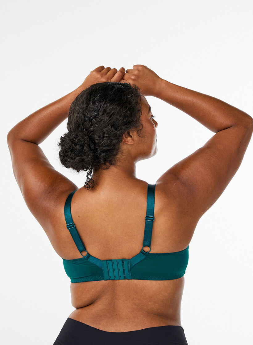 Usztywniany koronkowy biustonosz z fiszbinami, Zielony, Model image number 2