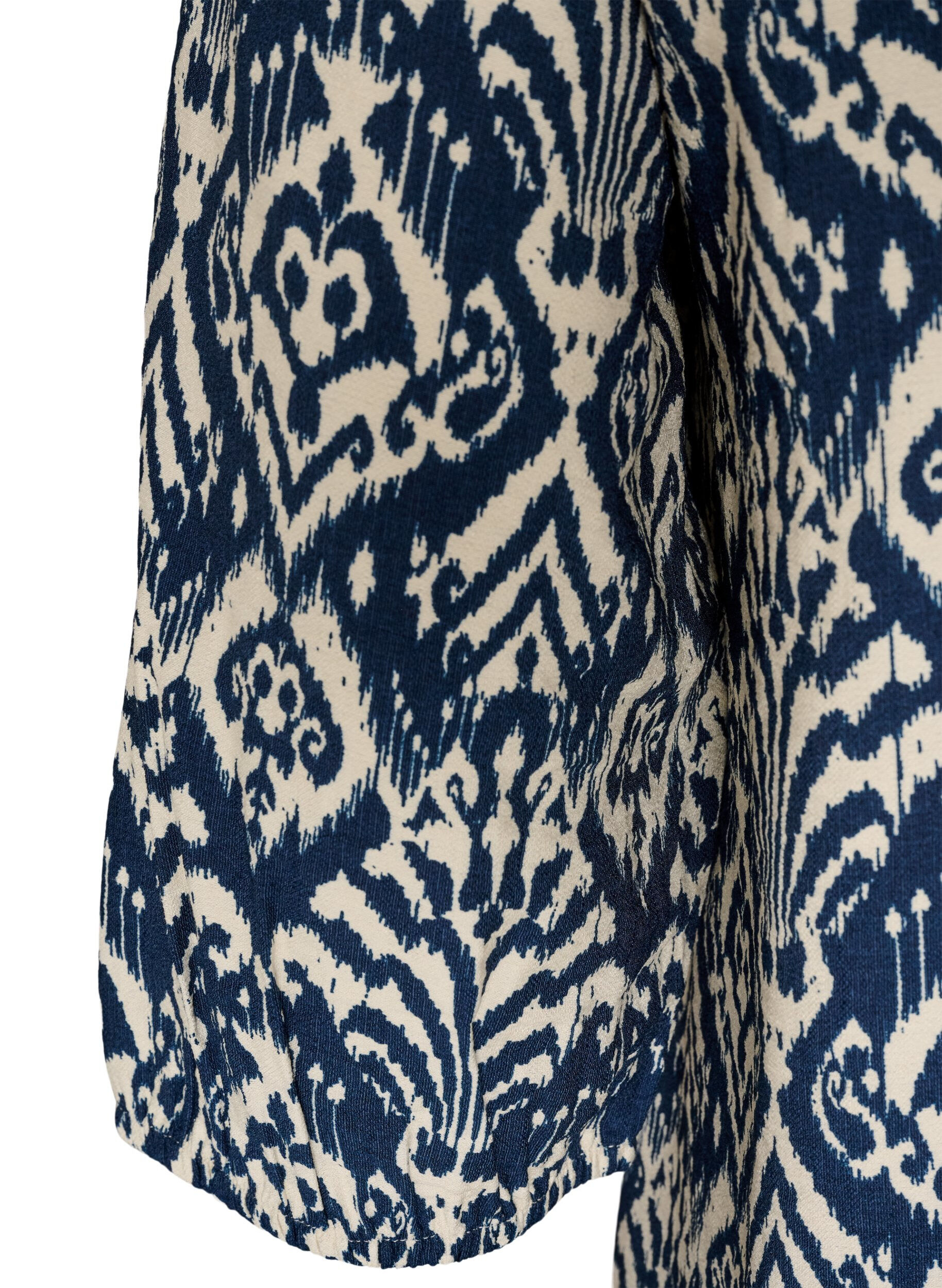 ZizziBluzka z wiskozy w krate z 3/4-sleeves, Niebieskie, Packshot image number 3