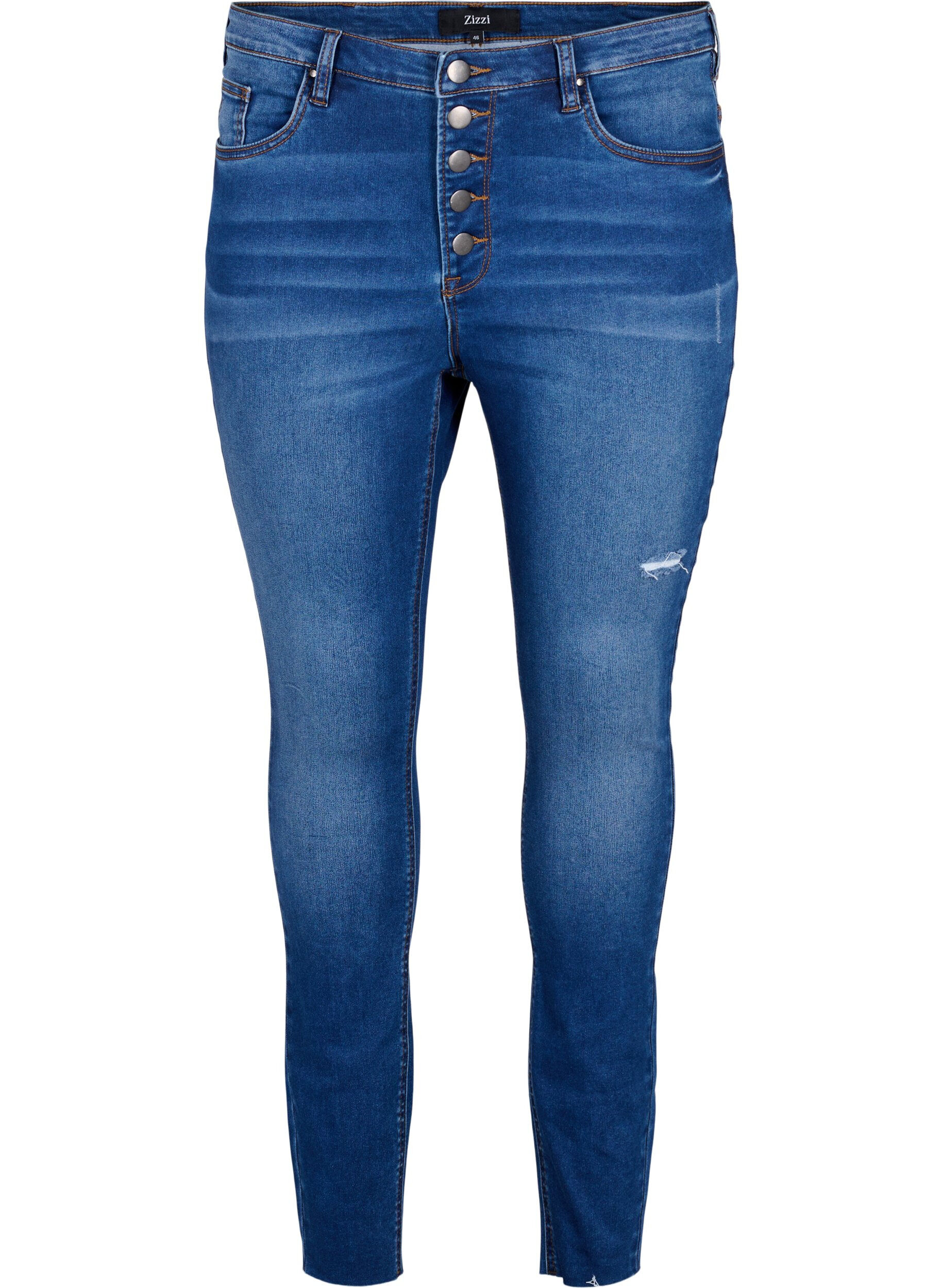 Zizzi  Jeansy Amy z wysokim stanem i guzikami, Blue denim, Packshot image number 0
