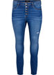 Jeansy Amy z wysokim stanem i guzikami, Blue denim, Packshot image number 0