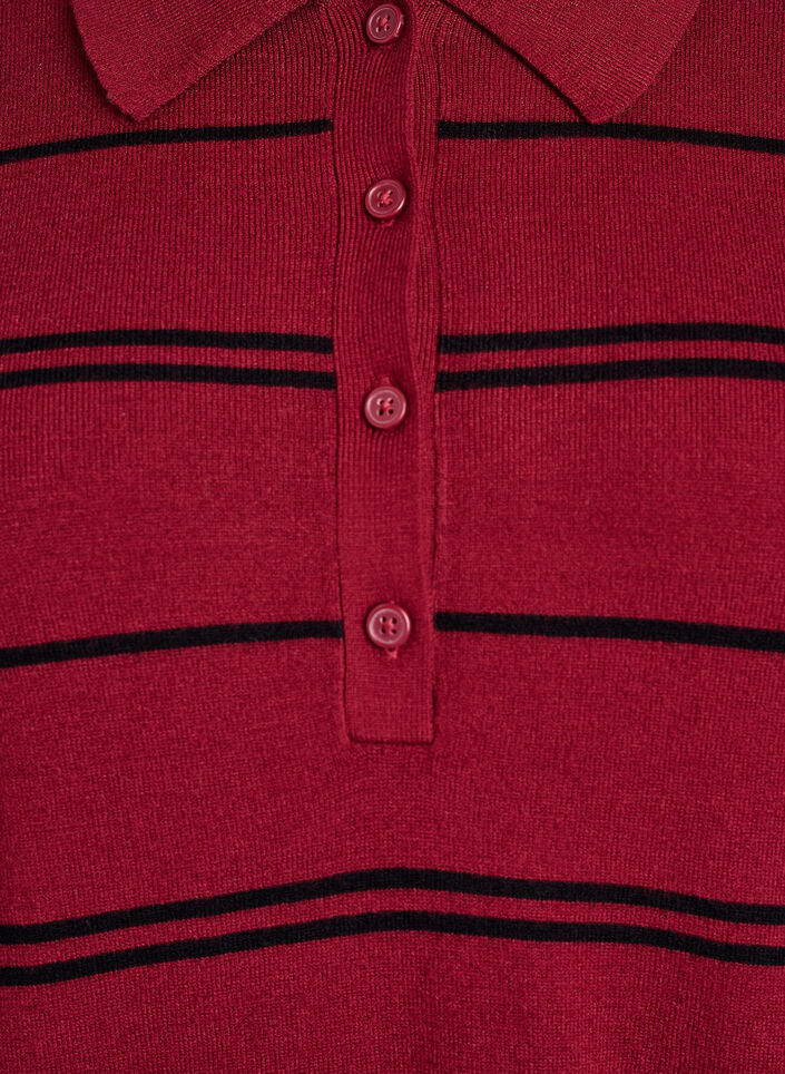 Dzianinowa bluzka z kolnierzykiem, Czerwony, Packshot image number 2