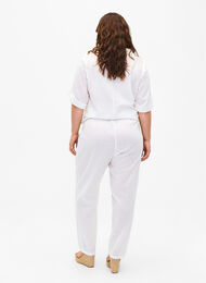 Gladkie bawelniane spodnie z lnem, Bright White, Model